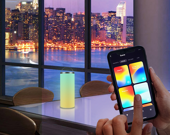 Llambë tavoline e ambientit inteligjente RGB me rrokullisje errësuese (4)