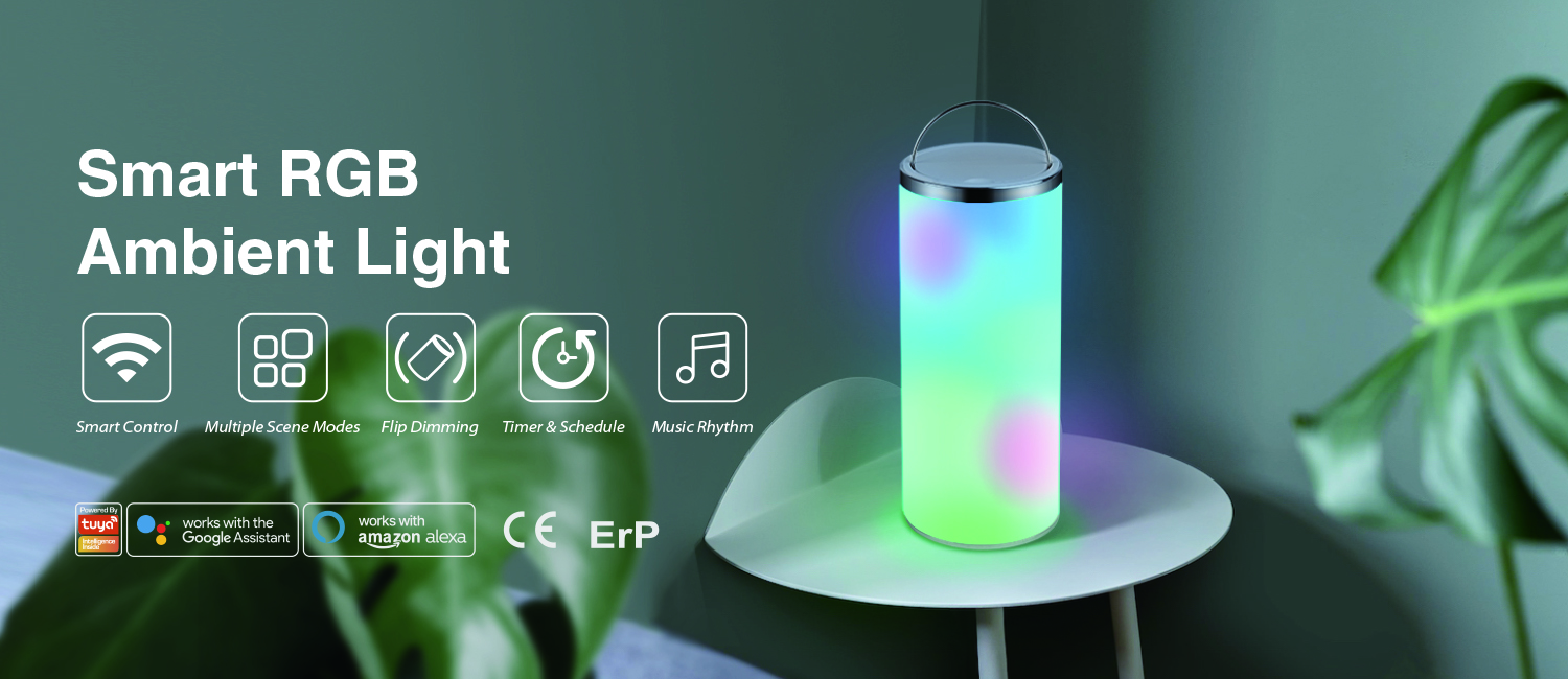 Lámpara de mesa ambiental RGB inteligente con atenuación abatible (8)
