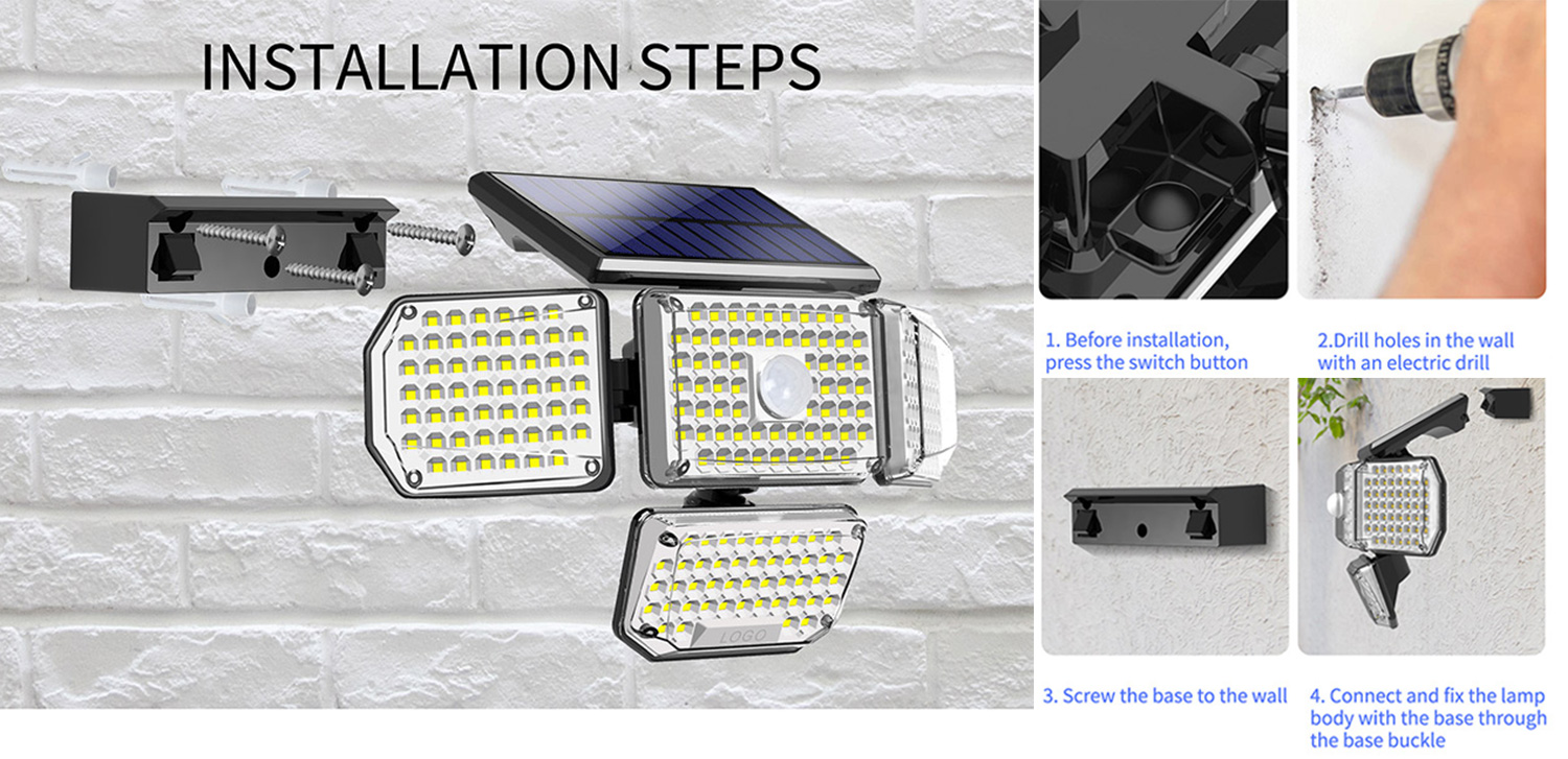 IP65 vízálló otthoni LED napelemes fali lámpa PIR érzékelővel (10)
