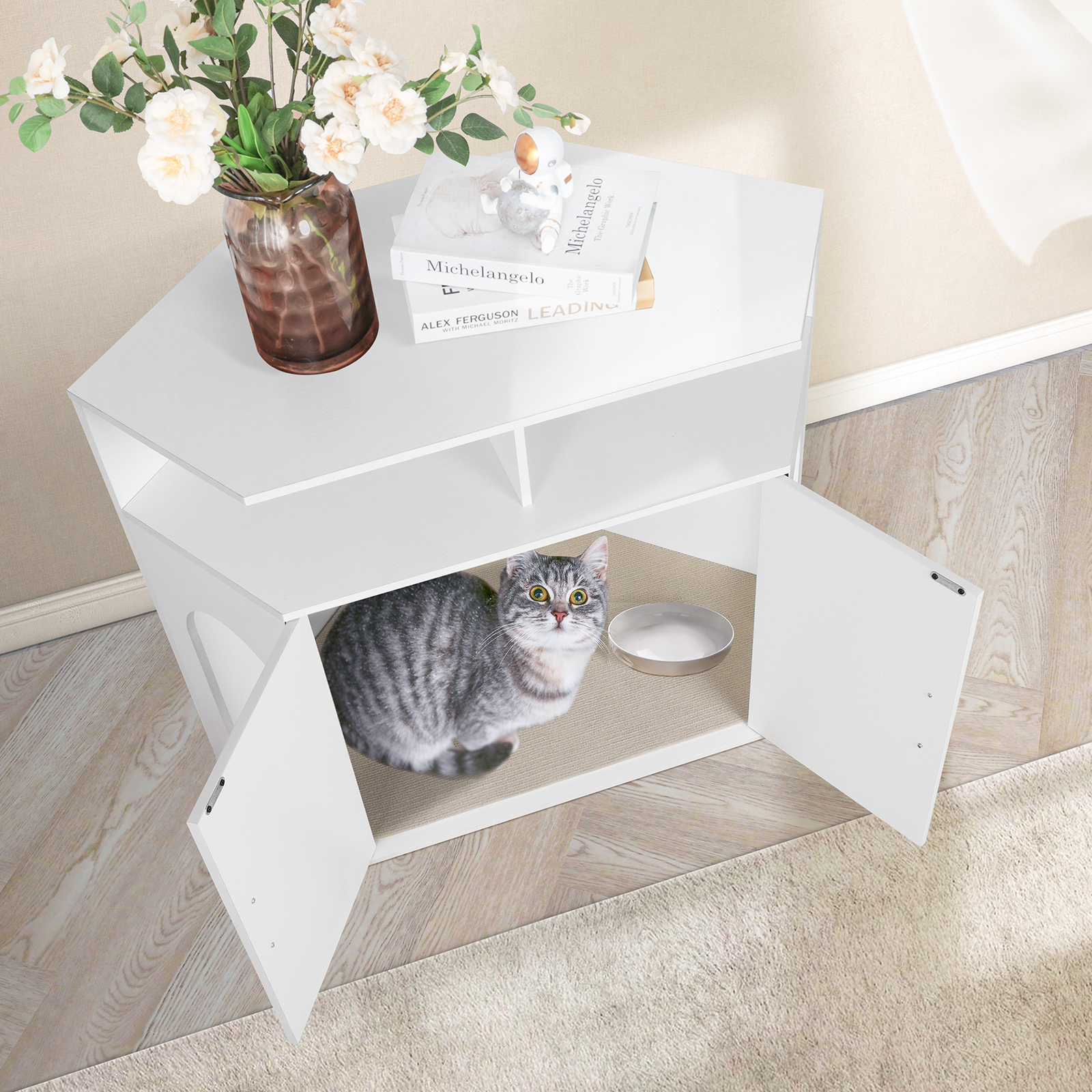 PF003-WH-X-Corner-Hidden-Cat-Itter-Box-Furniture4