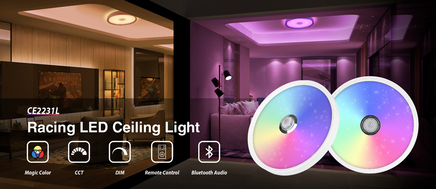 Launi na RGB yana Canza Hasken rufin LED tare da Kakakin Bluetooth (11)