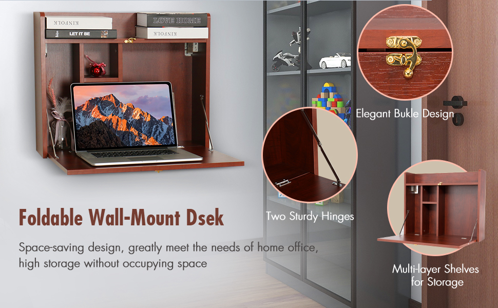 HW1138 Wall-mounted Computer Desk with Ample Storage9