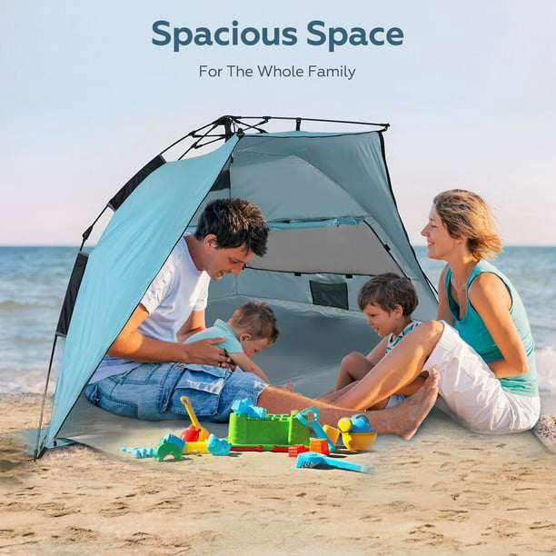 PULUOMIS Sky Blue Pop Up Beach Tent with UV Protection 50+7