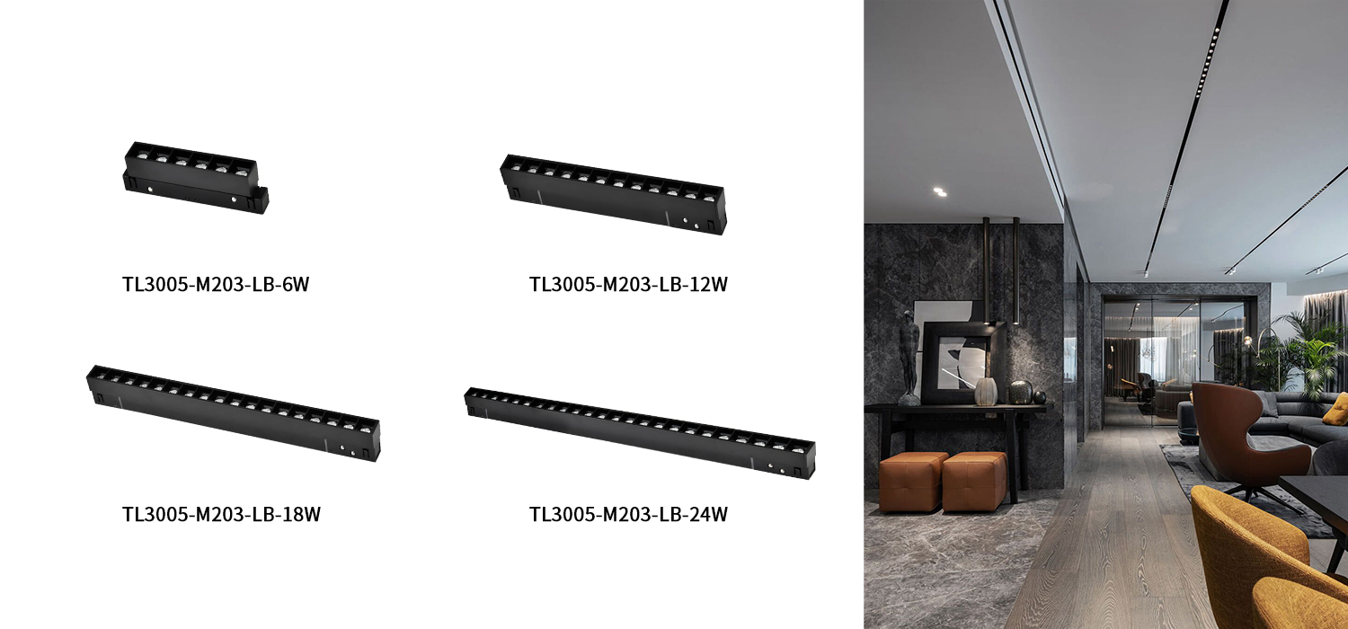 TL3005 Compatible with Single Circuit Angle 120° Track Light Rail Beam Black Magnetic Heads (7)
