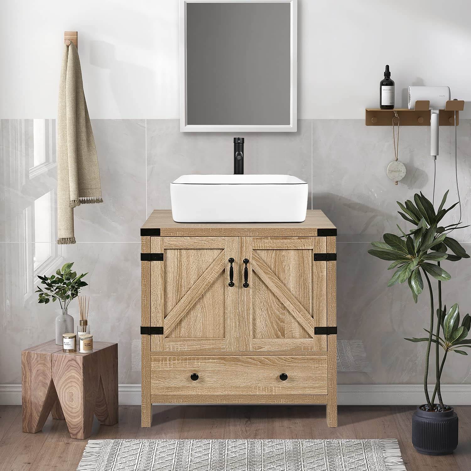 US-BA012-OR-X PULUOMIS Bathroom Vanity Wood Fixture Stand Bathroom Cabinet6