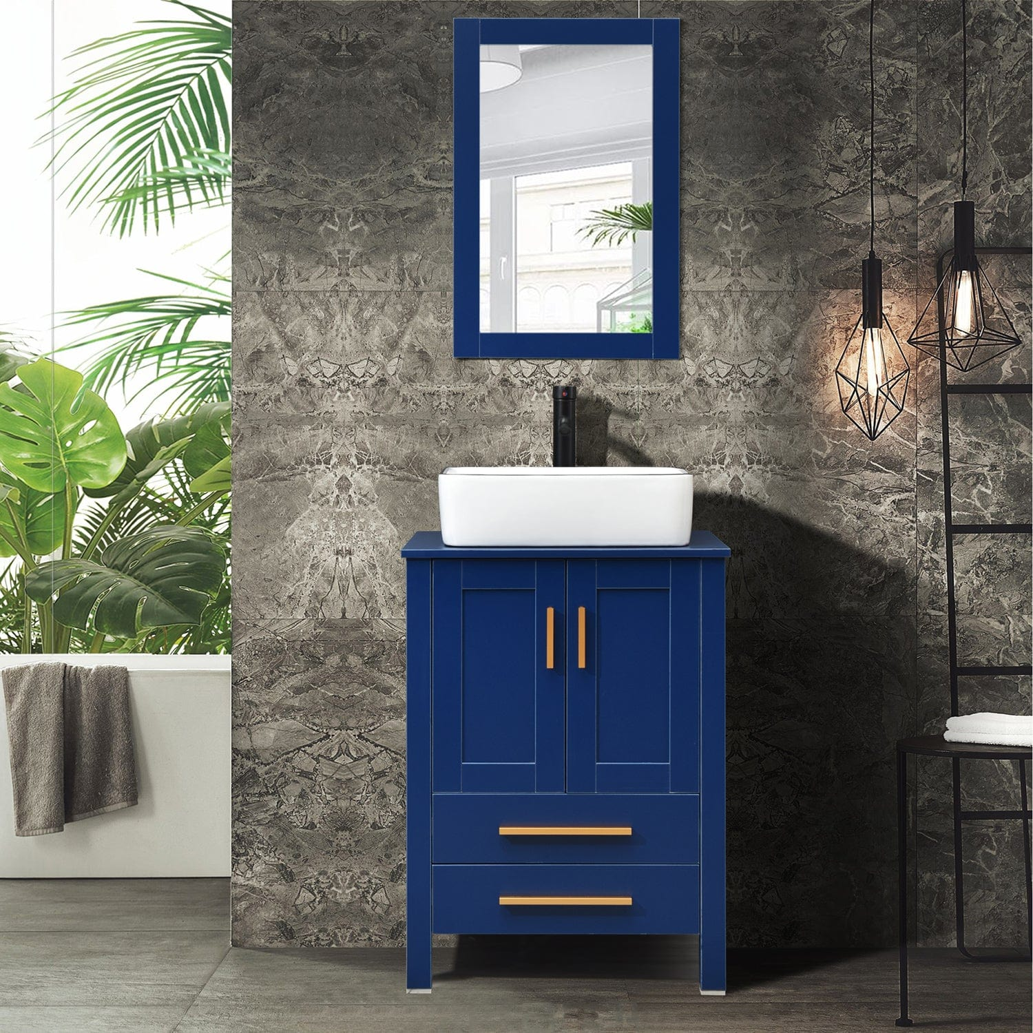 US-BV1010-BU Natural Wood Vanity Cabinet For Bathroom with Mirror3