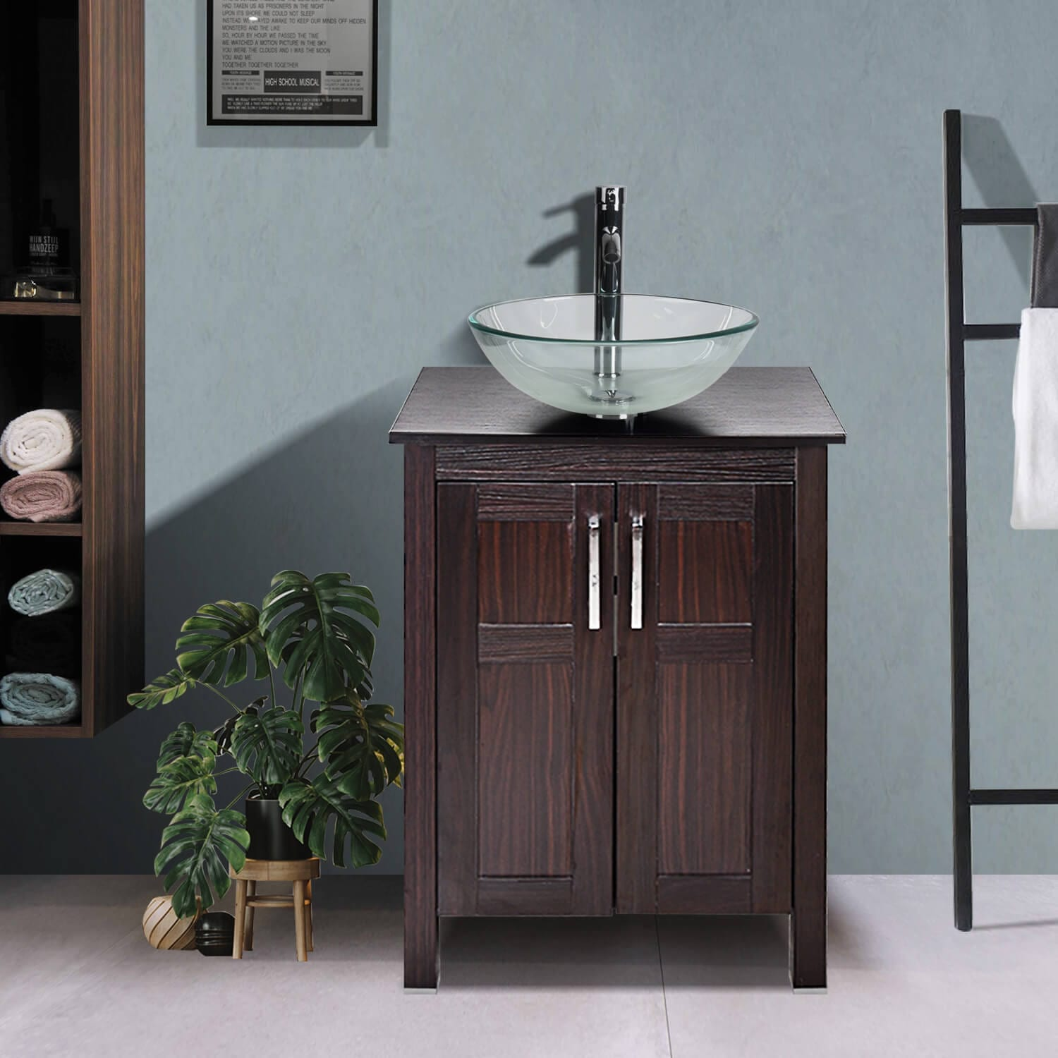 US-HW1120 24'' Black & Brown Wood Eco-friendly Bathroom Vanity2