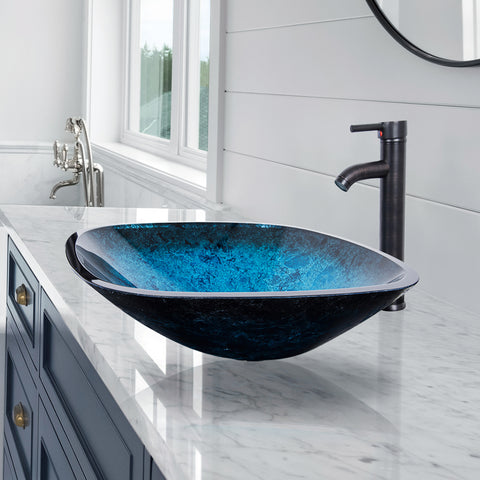 USBA20076-1 PULUOMIS Blue Square Tempered Glass Vessel Sinks10