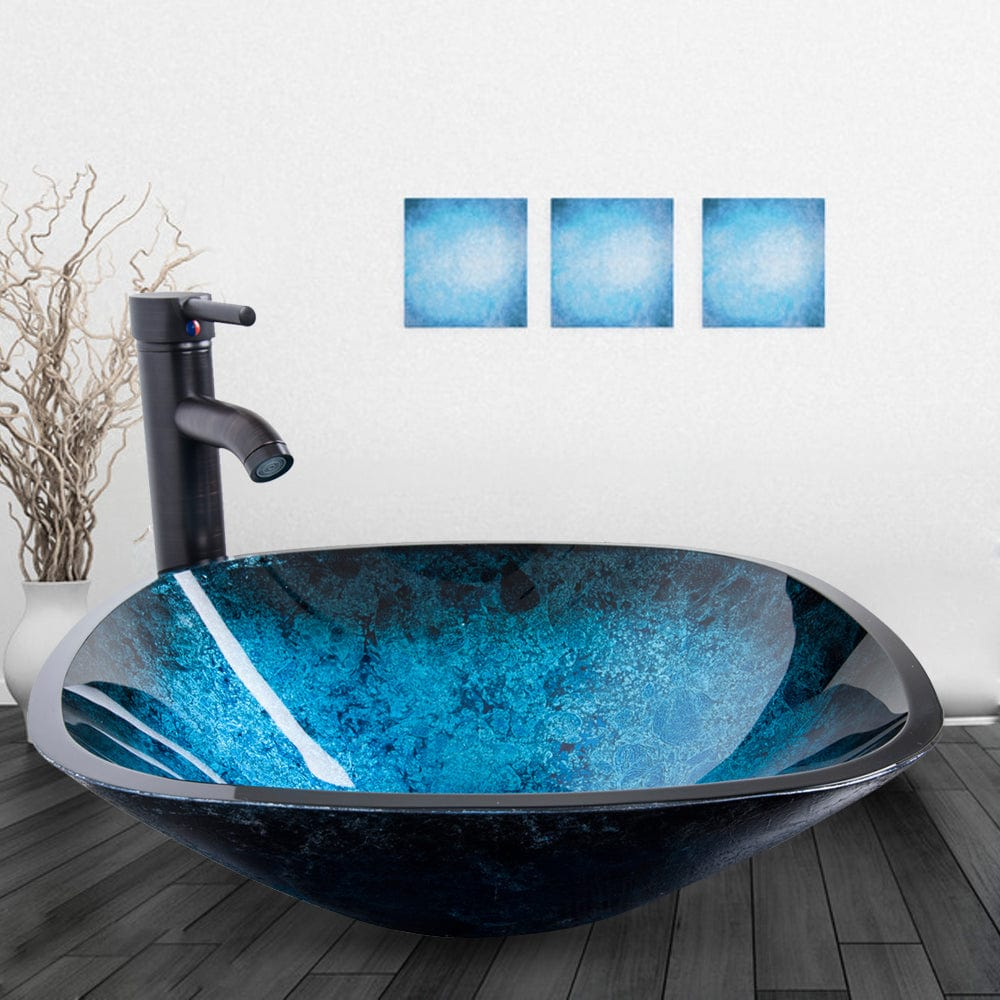 USBA20076-1 PULUOMIS Blue Square Tempered Glass Vessel Sinks8