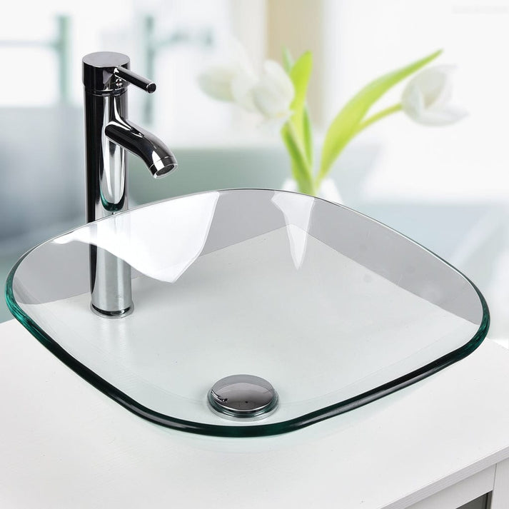 USBG008-1 PULUOMIS High Quality Square Tempered Glass Vessel Sink2