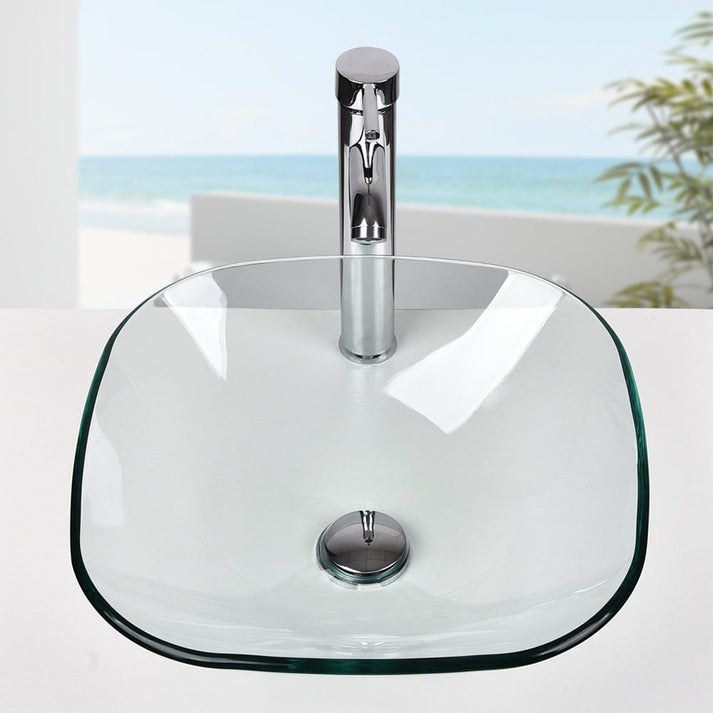 USBG008-1 PULUOMIS High Quality Square Tempered Glass Vessel Sink3