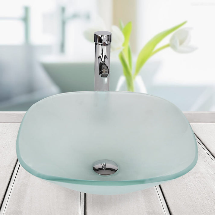 USBG010 PULUOMIS Square Frosted Glass Vessel Sink6