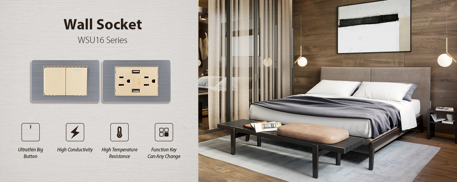 Wall Socket with USB Ports & Wall Switch Electric (3)